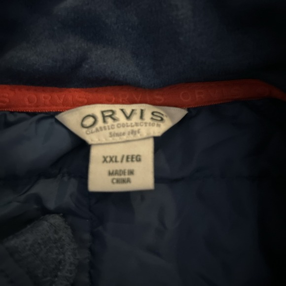 Orvis Mens Mixed Media Hybrid Quilted Full Zip Lightweight Jacket Blue Large XXL - Picture 3 of 6